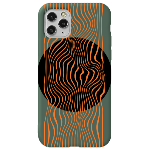 Apple iPhone 11 Pro Max Trapezoidal lines Dark Green Colored Silicone TPU Θήκη