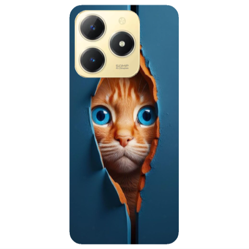 Realme C61 Cat Blue Eyes Transparent Silicone TPU Θήκη