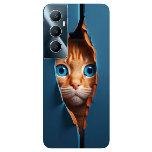 Realme C65 Cat Blue Eyes Transparent Silicone TPU Θήκη