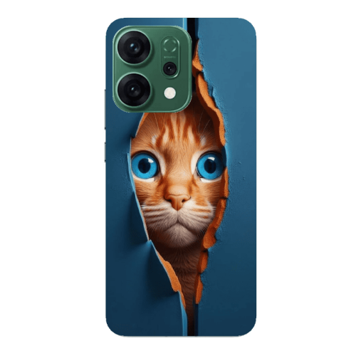 Oppo RENO 14 Cat Blue Eyes Transparent Silicone TPU Θήκη