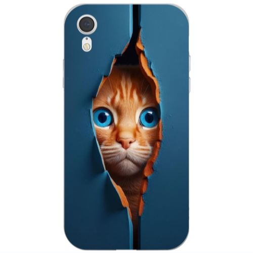 Apple iPhone Xr Cat Blue Eyes Transparent Silicone TPU Θήκη