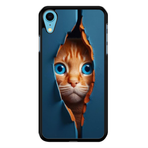 Apple iPhone Xr Cat Blue Eyes Black Glossy Θήκη
