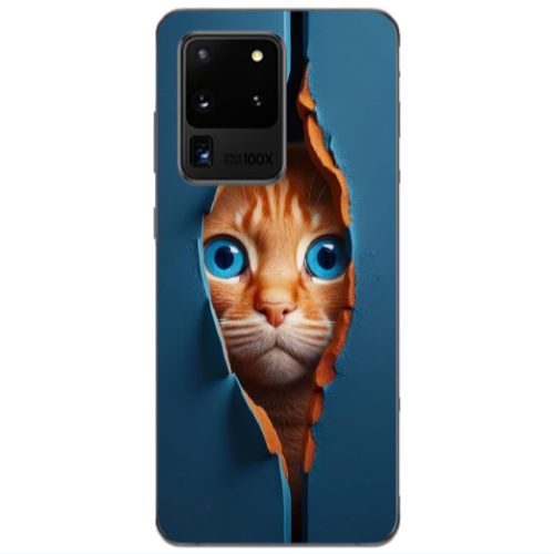 Samsung S20 Ultra Cat Blue Eyes Transparent Silicone TPU Θήκη