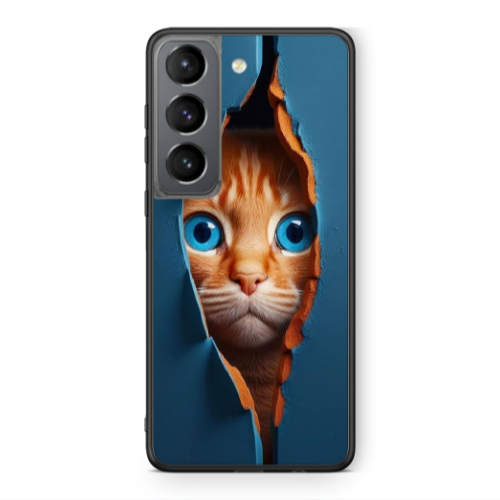 Samsung S21 Cat Blue Eyes Black Glossy Θήκη