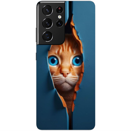 Samsung S21 Ultra Cat Blue Eyes Transparent Silicone TPU Θήκη
