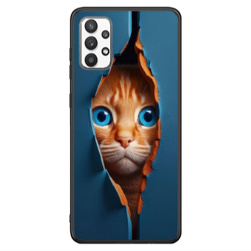 Samsung A13 4G Cat Blue Eyes Black Glossy Θήκη