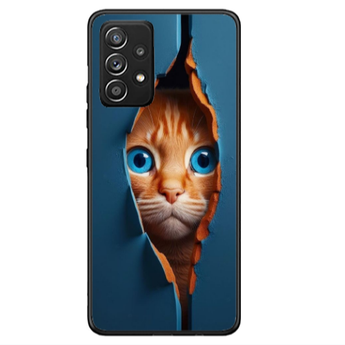 Samsung A33 Cat Blue Eyes Black Glossy Θήκη