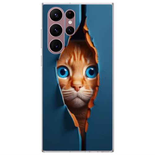 Samsung S22 Ultra Cat Blue Eyes Transparent Silicone TPU Θήκη