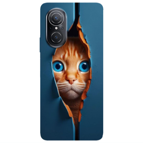 Huawei Nova 9 SE Cat Blue Eyes Transparent Silicone TPU Θήκη