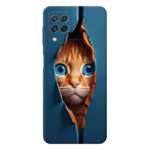 Samsung A22 4G Cat Blue Eyes Transparent Silicone TPU Θήκη
