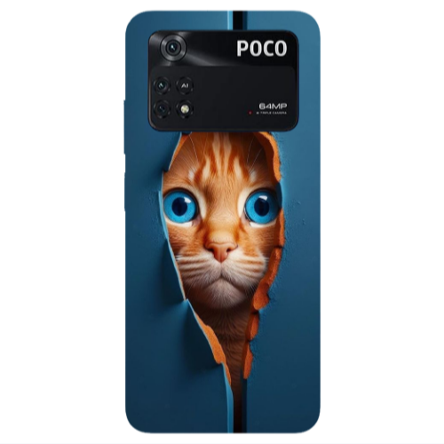 Xiaomi Poco M4 Pro 4G Cat Blue Eyes Transparent Silicone TPU Θήκη