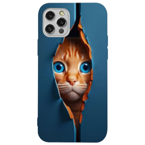 Apple iPhone 12 Pro Cat Blue Eyes Transparent Silicone TPU Θήκη