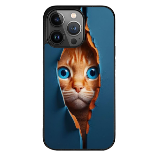 Apple iPhone 12 Pro Cat Blue Eyes Black Glossy Θήκη