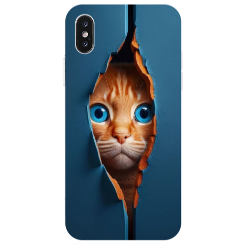 Apple iPhone Xs Max Cat Blue Eyes Transparent Silicone TPU Θήκη