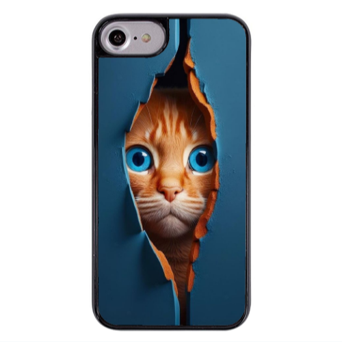 Apple iPhone 7 Cat Blue Eyes Black Glossy Θήκη