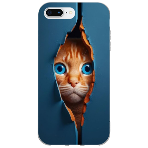 Apple iPhone 7 Plus Cat Blue Eyes Transparent Silicone TPU Θήκη