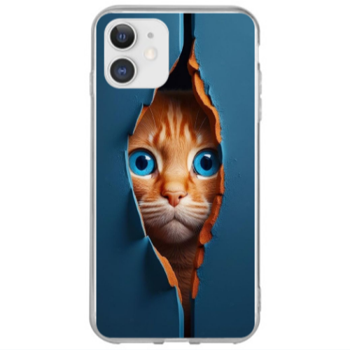 Apple iPhone 12 Mini Cat Blue Eyes Transparent Silicone TPU Θήκη