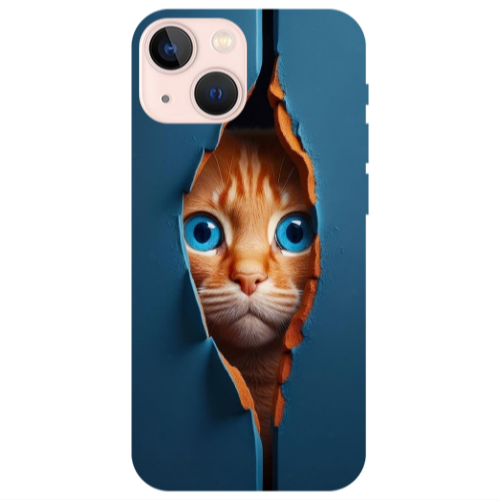 Apple iPhone 13 Mini Cat Blue Eyes Transparent Silicone TPU Θήκη