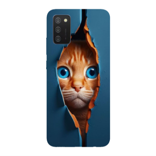 Samsung A03S Cat Blue Eyes Transparent Silicone TPU Θήκη