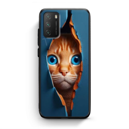 Xiaomi Poco M3 Cat Blue Eyes Black Glossy Θήκη