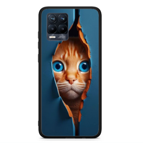 Realme 8  Cat Blue Eyes Black Glossy Θήκη