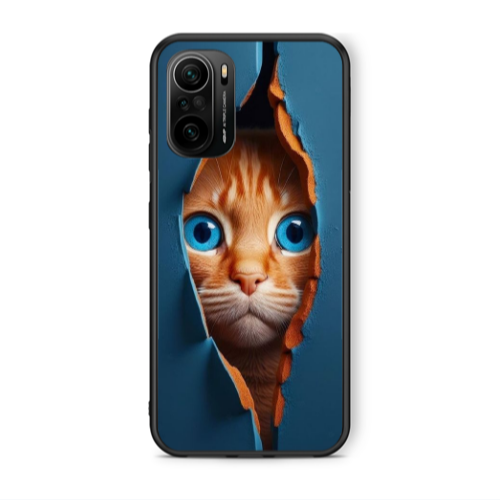 Xiaomi Poco F3 Cat Blue Eyes Black Glossy Θήκη