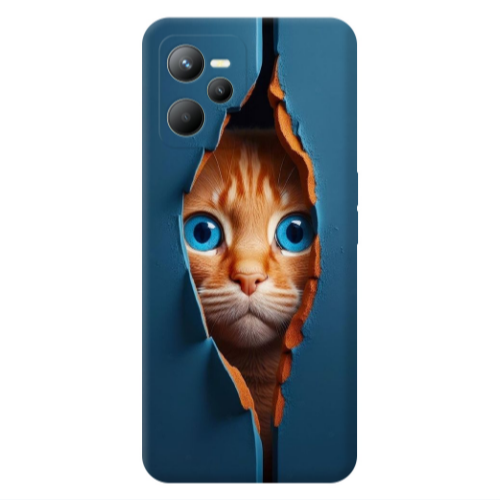 Realme C35 Cat Blue Eyes Transparent Silicone TPU Θήκη
