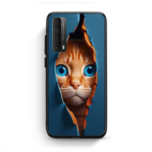 Huawei P Smart 2021 Cat Blue Eyes Black Glossy Θήκη