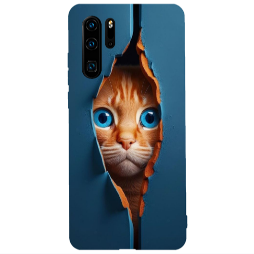 Huawei P30 Pro Cat Blue Eyes Transparent Silicone TPU Θήκη