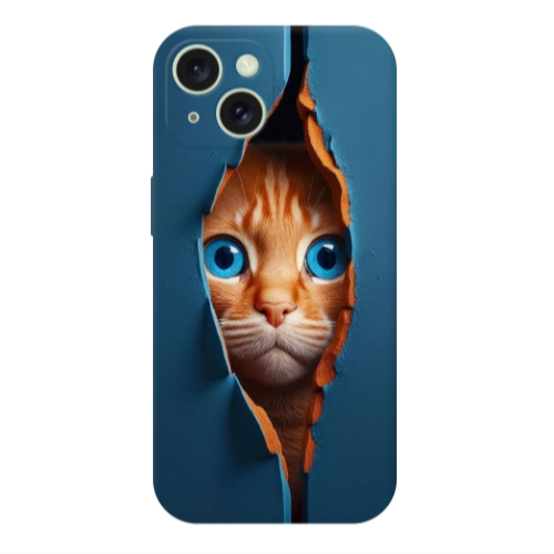 Apple iPhone 15 Cat Blue Eyes Transparent Silicone TPU Θήκη