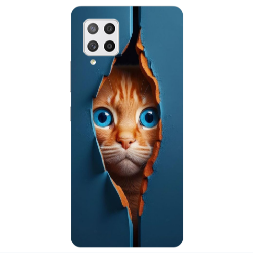 Samsung A42 5G Cat Blue Eyes Transparent Silicone TPU Θήκη