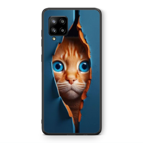 Samsung A42 5G Cat Blue Eyes Black Glossy Θήκη