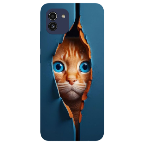 Samsung A03 Cat Blue Eyes Transparent Silicone TPU Θήκη