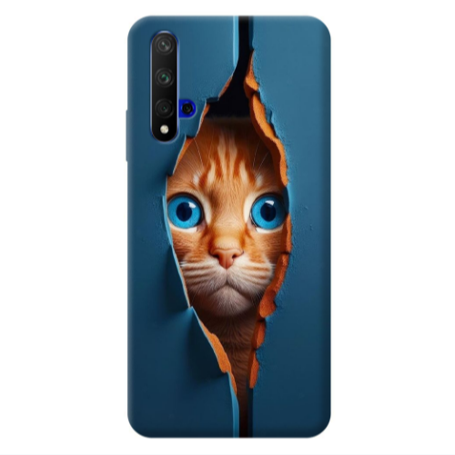 Huawei Nova 5 T Cat Blue Eyes Transparent Silicone TPU Θήκη