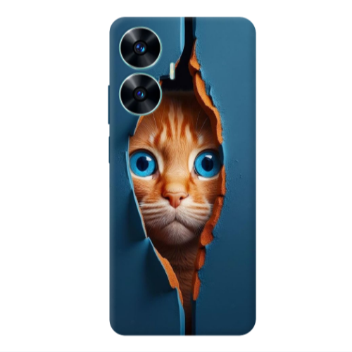 Realme C55 Cat Blue Eyes Transparent Silicone TPU Θήκη