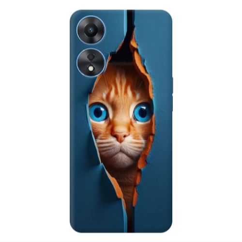 Oppo A 98 Cat Blue Eyes Transparent Silicone TPU Θήκη