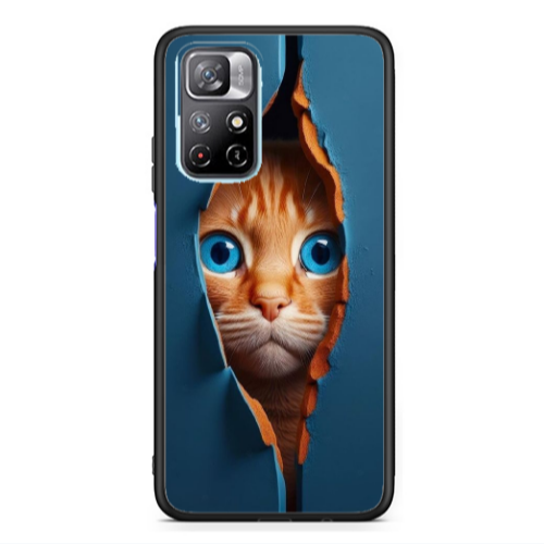Xiaomi Poco M4 Pro 5G Cat Blue Eyes Black Glossy Θήκη