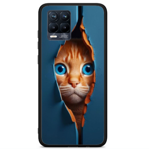 Realme 8 i Cat Blue Eyes Black Glossy Θήκη