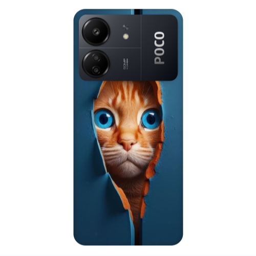 Xiaomi Poco C65 Cat Blue Eyes Transparent Silicone TPU Θήκη