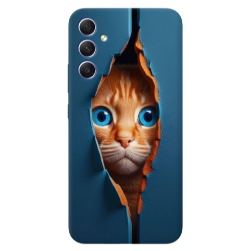 Samsung A15 5G Cat Blue Eyes Transparent Silicone TPU Θήκη