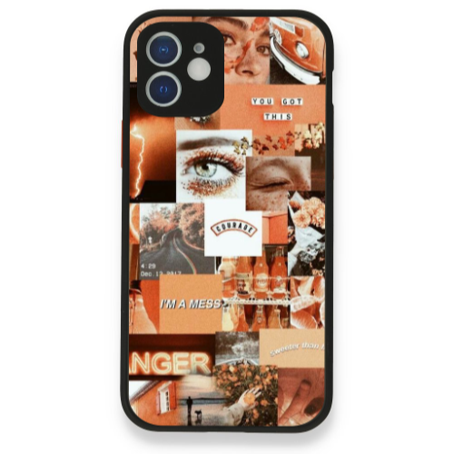 Apple iPhone 12 Peachy Haze Black Glossy Θήκη