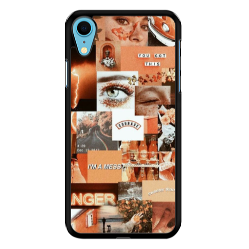 Apple iPhone Xr Peachy Haze Black Glossy Θήκη