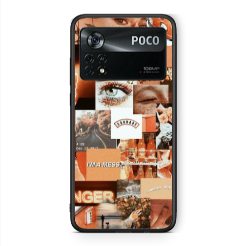 Xiaomi Poco X4 Pro Peachy Haze Black Glossy Θήκη