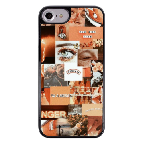 Apple iPhone 7 Peachy Haze Black Glossy Θήκη
