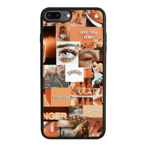 Apple iPhone 7 Plus Peachy Haze Black Glossy Θήκη