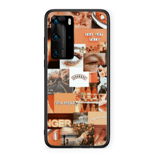 Huawei P40 Pro Peachy Haze Black Glossy Θήκη