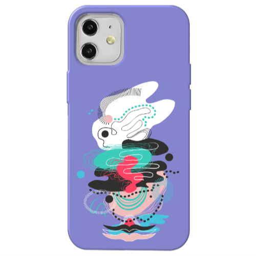 Apple iPhone 12 Abstract 50 Purple Colored Silicone TPU Θήκη