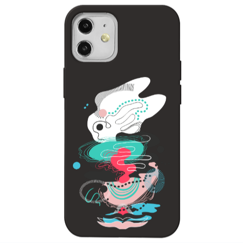Apple iPhone 12 Abstract 50 Black Colored Silicone TPU Θήκη
