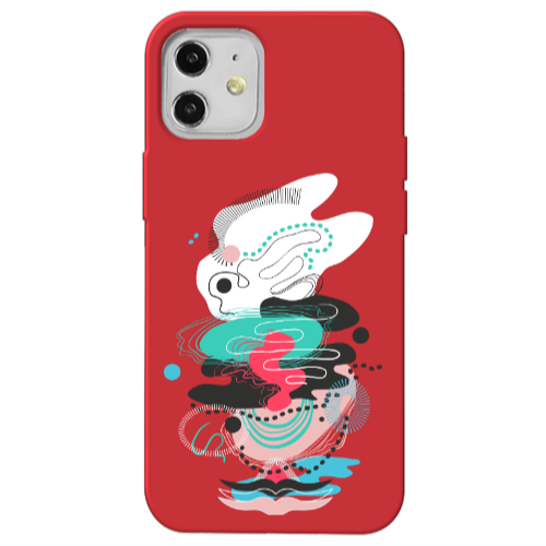 Apple iPhone 12 Abstract 50 Red Colored Silicone TPU Θήκη