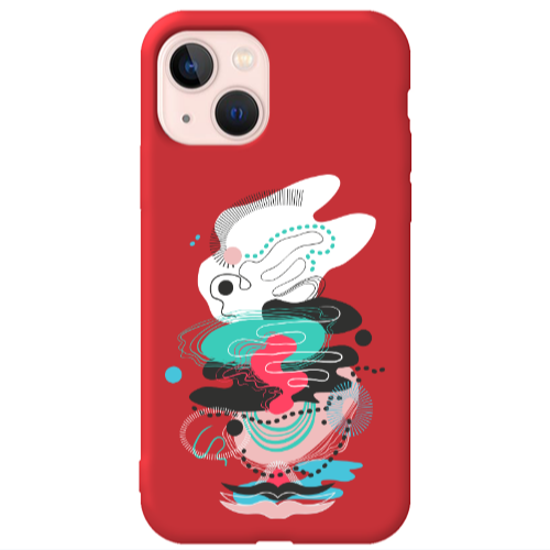 Apple iPhone 13 Abstract 50 Red Colored Silicone TPU Θήκη
